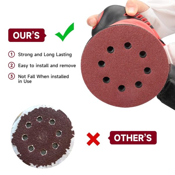 POTUINOM Sanding Discs Aluminum Oxide 5 Inch 165 PCS-5