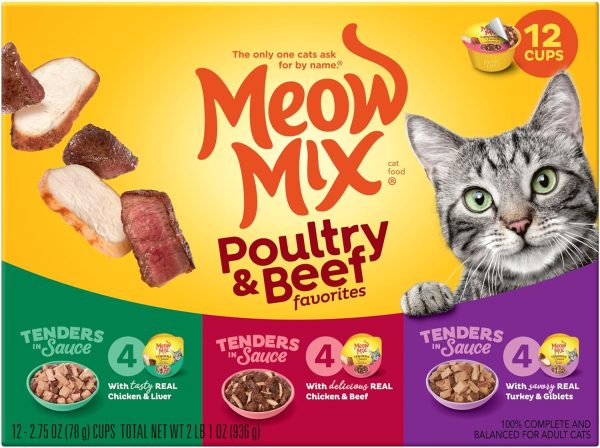 Meow Mix Tender Favorites Wet Cat Food Poultry Beef-7