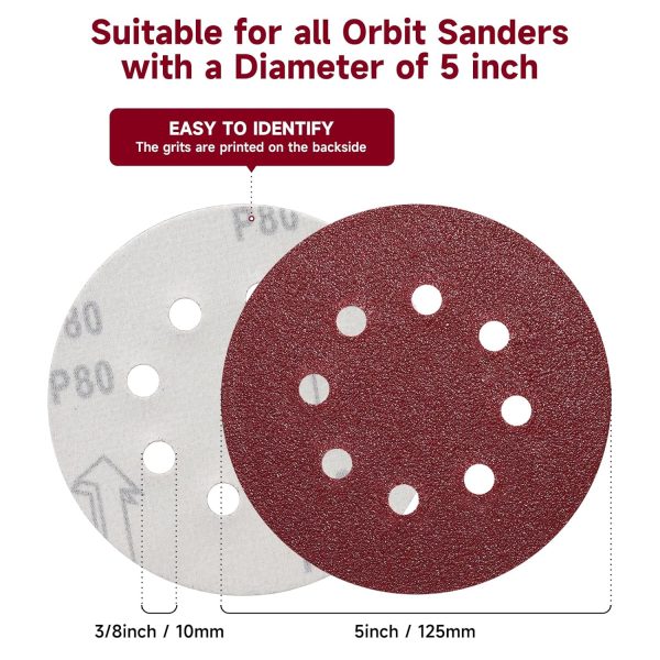 POTUINOM Sanding Discs Aluminum Oxide 5 Inch 165 PCS-1