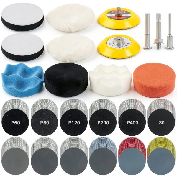 Pomsare Drill Sander Kit 75mm Grit Sandpaper Polishing-0