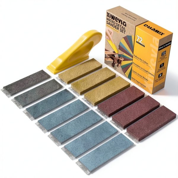 Xiweyla Sandpaper Sheets 13 Grit Levels Hook Loop Backing-0