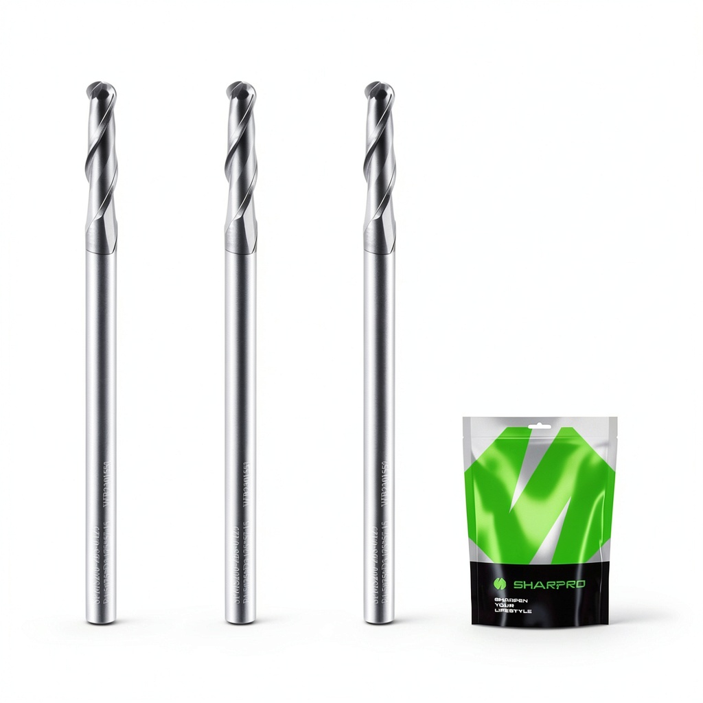 SHARPRO ball nose end mill in a CNC machine setup