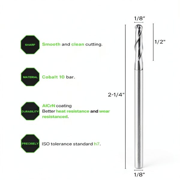 SHARPRO Ball Nose End Mill 4mm AlCrN Coated-1