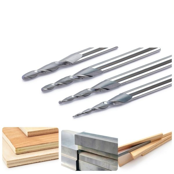 SpeTool 4PCS Ball Radius End Mill Set 0.25-1.0mm TiAIN Coated-3