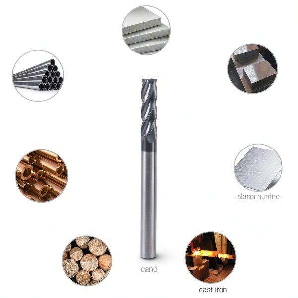 XYunEnZ Ball Nose Carbide End Mill 4-Flute 1/8"-1/2" High Speed Steel-3