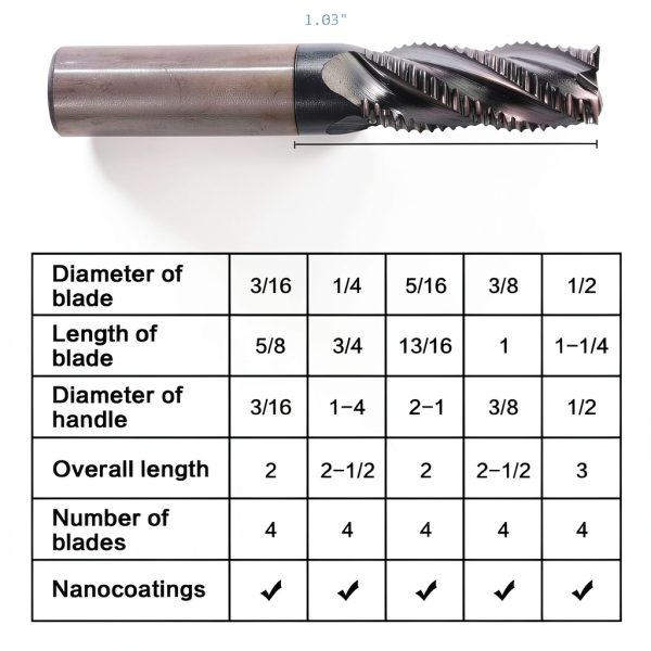 NZtools Square End Mill 5‑Piece Set 1/2×1‑1/4×3 4‑Flute Carbide-3