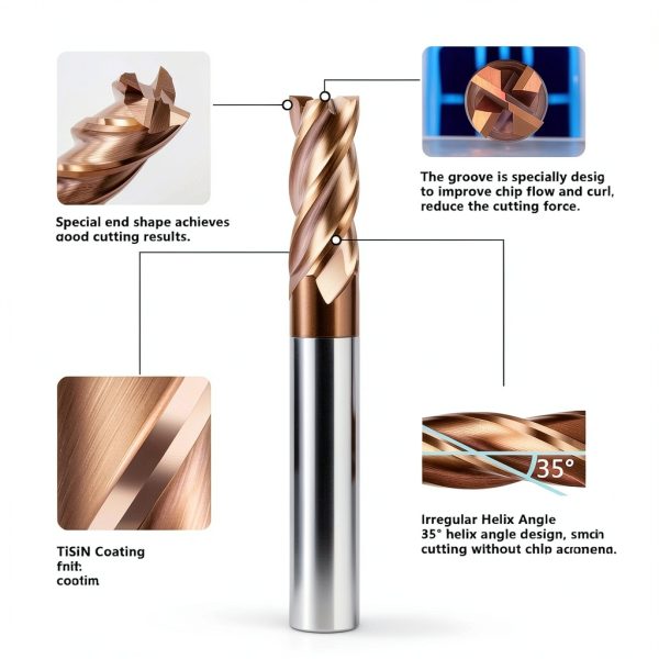 AYCHOLIZ Square Nose End Mill 1/4in TiSiN Coated Carbide Cutter-2