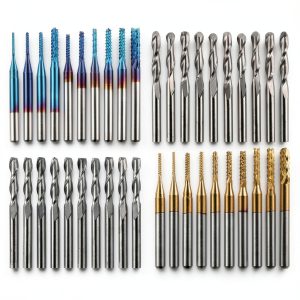 Genmitsu 40pcs End Mills CNC Router Bits, 1/8" Shank CNC Cutter Milling Carving Bit Set Including 2-Flute Flat Nose & Ball Nose, Nano Blue Coat & Titanium Coat, MC40A-0