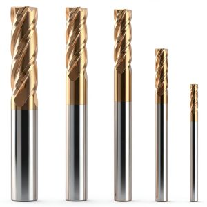 1/8" 3/16" 1/4" 5/16" 3/8" Carbide End Mills Set - Solid Carbide (Tungsten Carbide + Cobalt) - 5Pcs 4 Fulte CNC Mill Bits for Steel - TISIN Coated-0