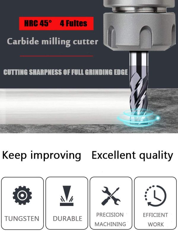 1/8 Carbide Square End Mill by Home of quality tools AlTiN 4-Flute-1