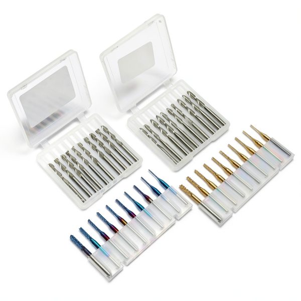 Genmitsu 40pcs End Mills CNC Router Bits, 1/8" Shank CNC Cutter Milling Carving Bit Set Including 2-Flute Flat Nose & Ball Nose, Nano Blue Coat & Titanium Coat, MC40A-6