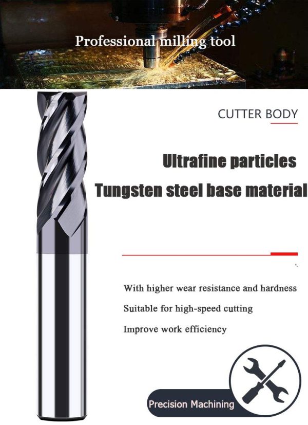 1/8 Carbide Square End Mill by Home of quality tools AlTiN 4-Flute-2