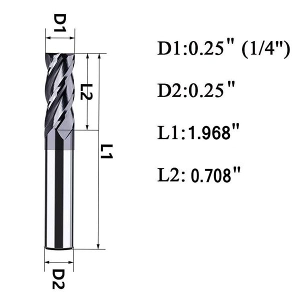 1/4 inch Carbide Square End Mill AlTiN Home tools-1