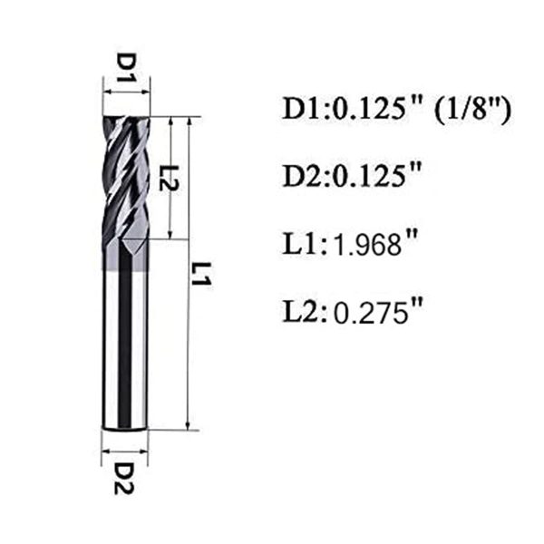 1/8 inch Carbide Square End Mill Home tools AlTiN-1